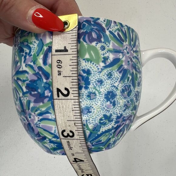 Lilly Pulitzer 12 oz Tea Coffee Cup Blue Floral with Gold Handle - Picture 9 of 10
